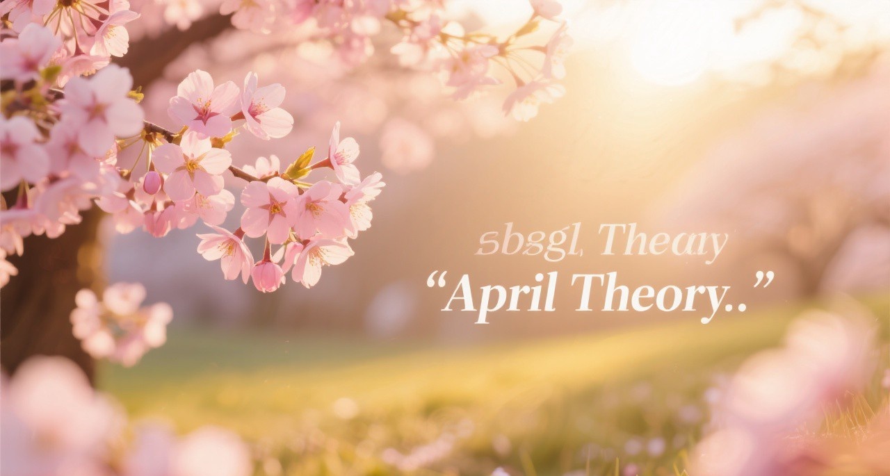 Beautiful spring scene with inspirational text overlay, representing April Theory motivational quotes